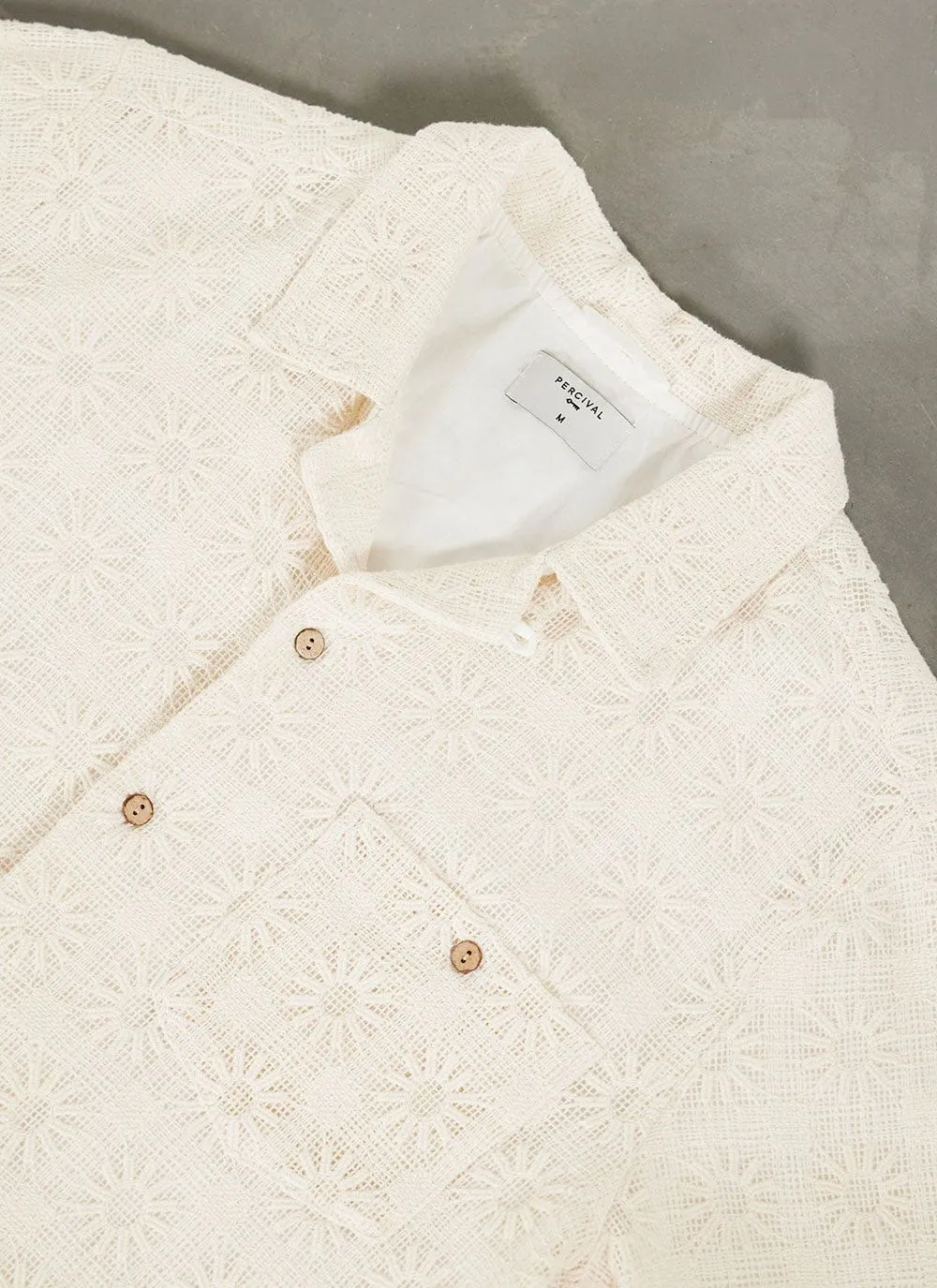 Crochet Poplin Shirt | Ecru sold by Percival product image thumbnail 2