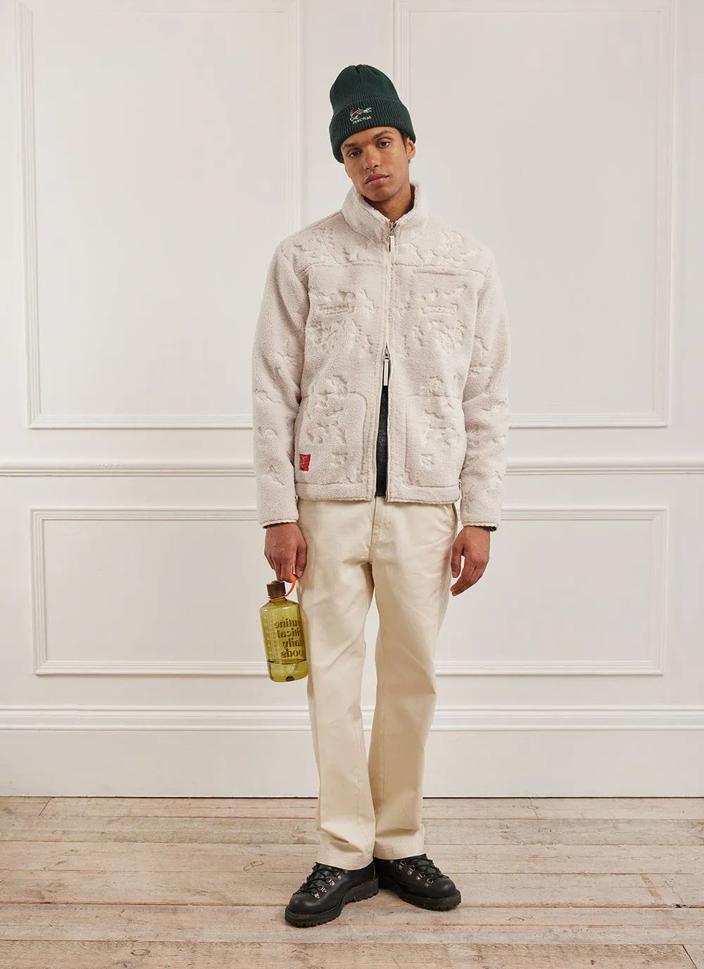 Embroidered Koi Fleece Jacket | Ecru sold by Percival