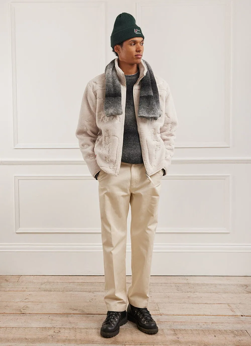 Embroidered Koi Fleece Jacket | Ecru sold by Percival product image thumbnail 4