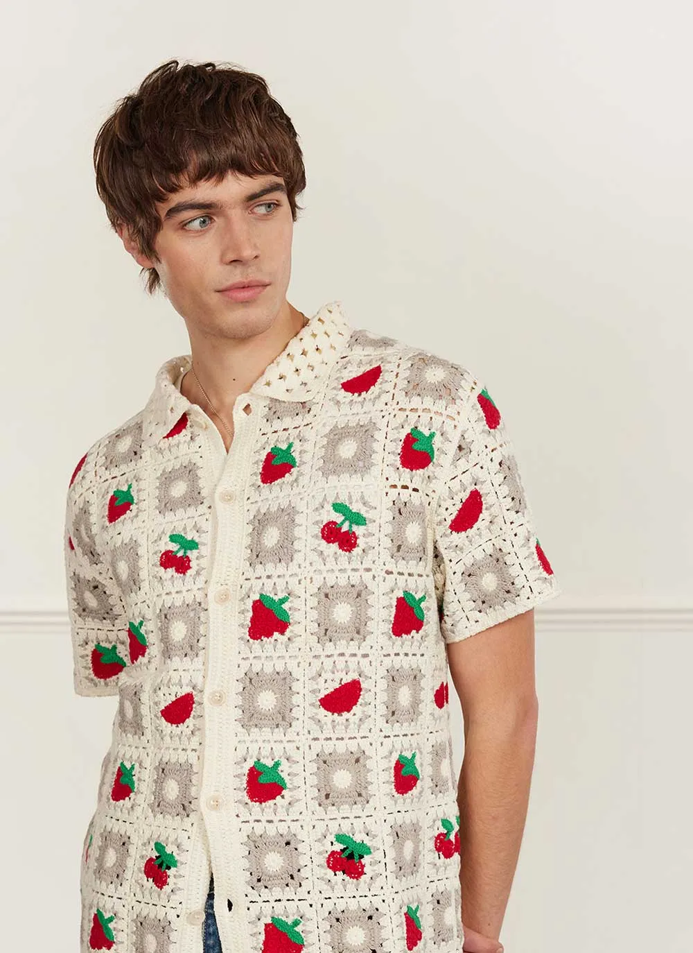 Fruit Crochet Shirt | Cotton | Ecru sold by Percival product image thumbnail 3