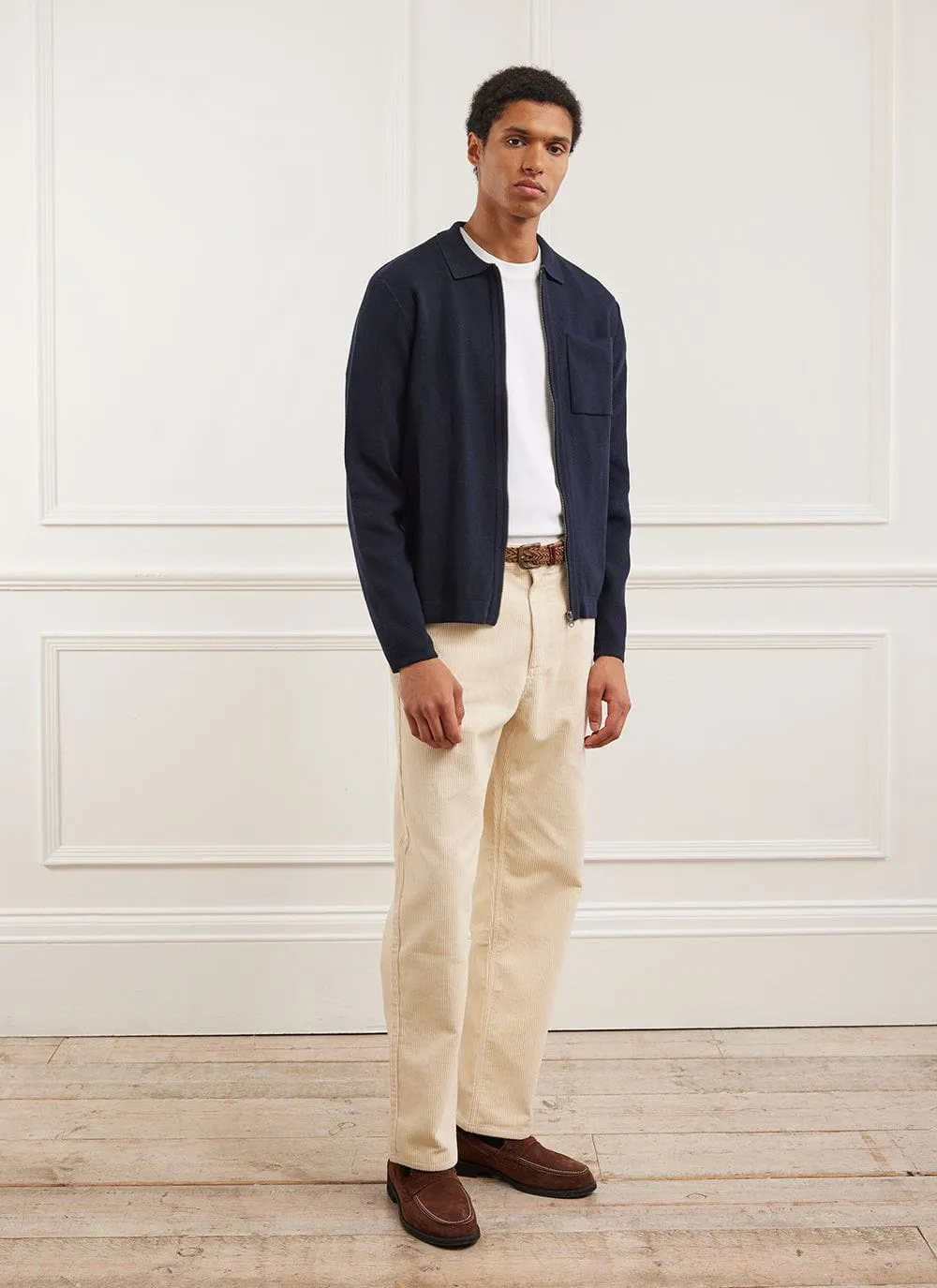 Zip Cardigan | Knitted Cotton | Navy sold by Percival product image thumbnail 2