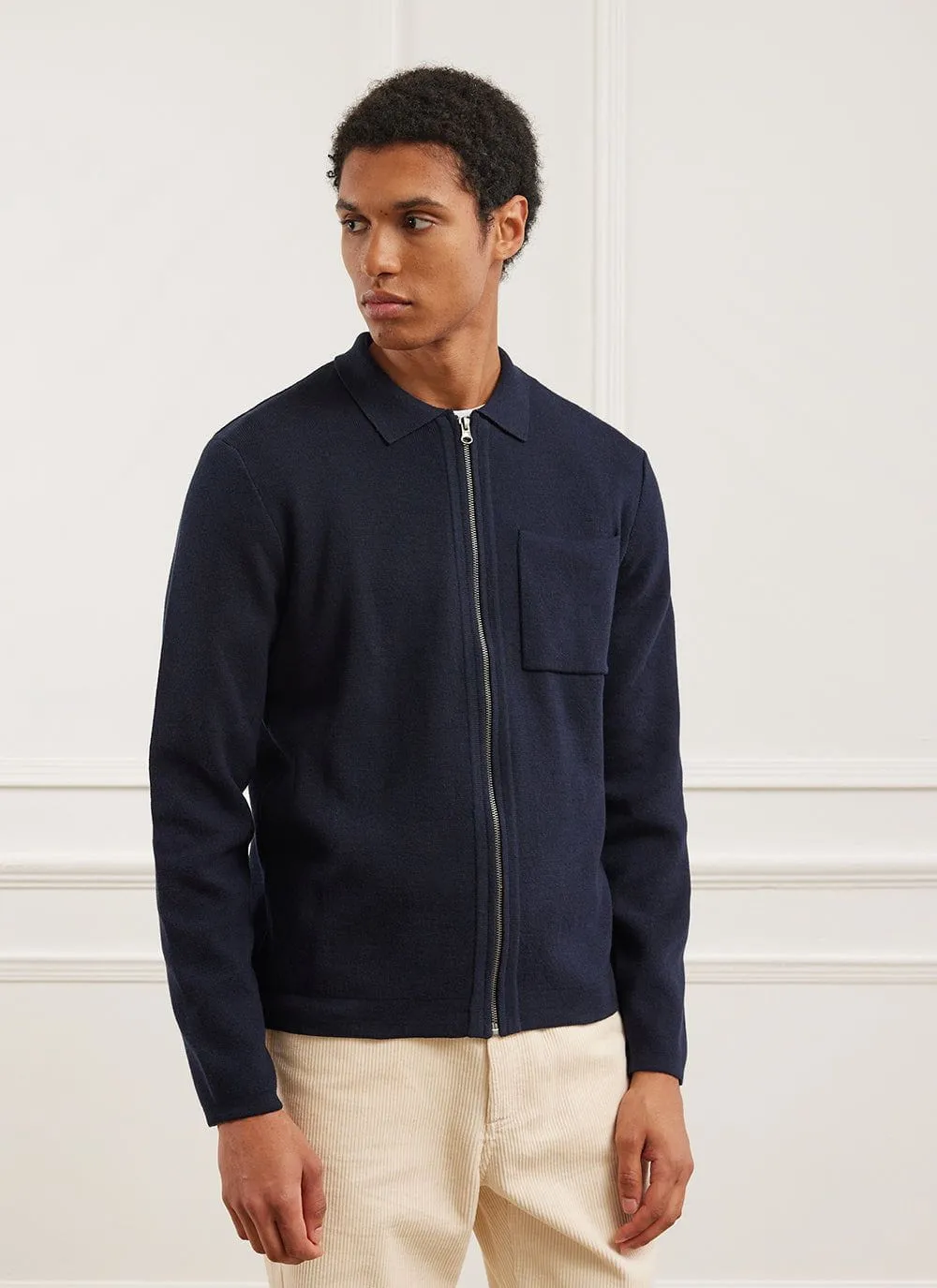 Zip Cardigan | Knitted Cotton | Navy sold by Percival product image thumbnail 3