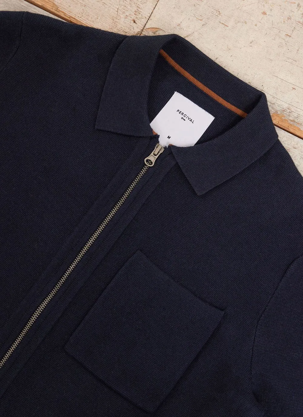 Zip Cardigan | Knitted Cotton | Navy sold by Percival product image thumbnail 4