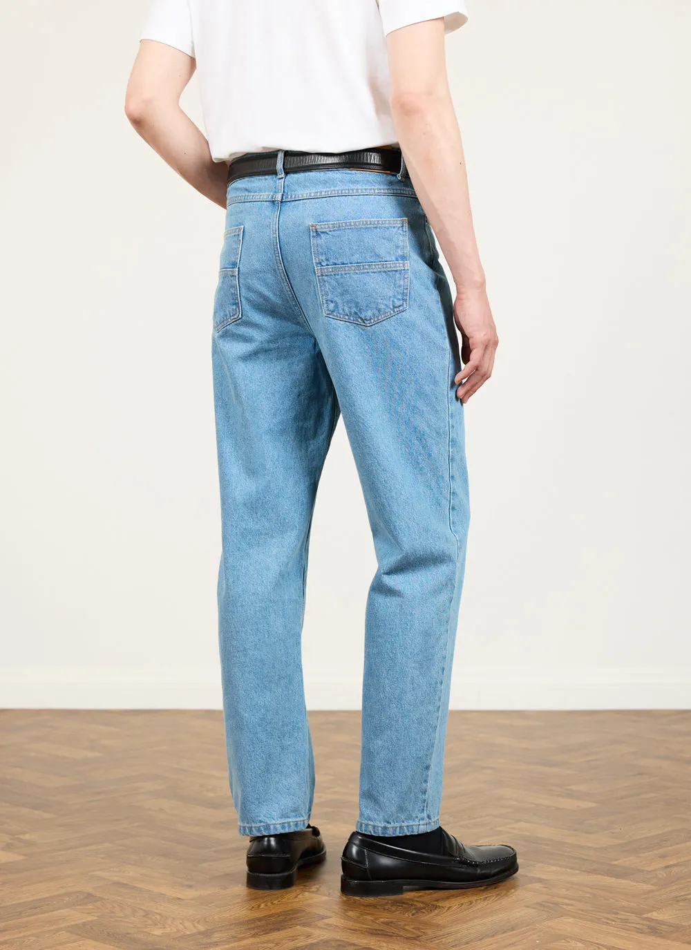 Straight Leg Denim Jeans | Cotton | Light Wash Blue sold by Percival product image thumbnail 5