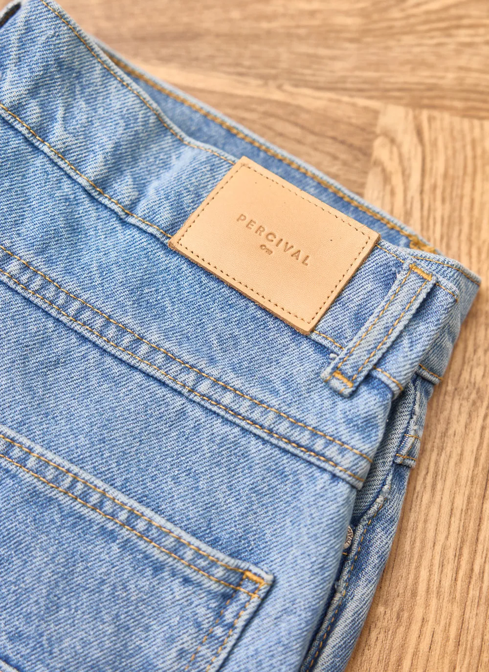 Straight Leg Denim Jeans | Cotton | Light Wash Blue sold by Percival product image thumbnail 3