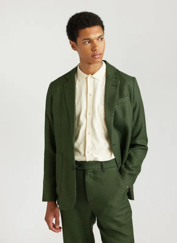 Houndstooth Tailored Blazer | Forest sold by Percival