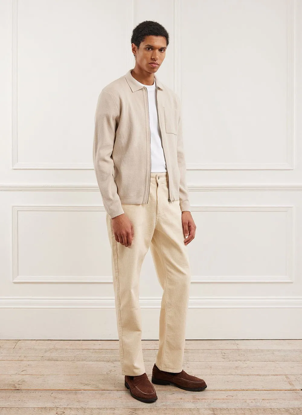 Zip Cardigan | Knitted Cotton | Ecru sold by Percival product image thumbnail 2