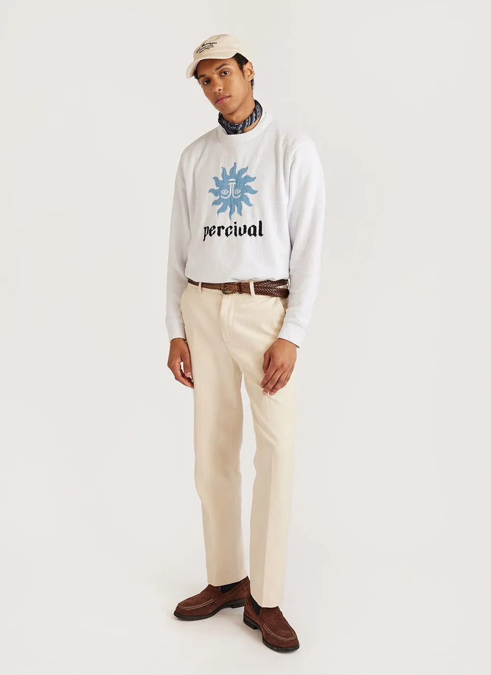 Solar Omen Crew Neck Jumper | Cotton | White sold by Percival product image thumbnail 4