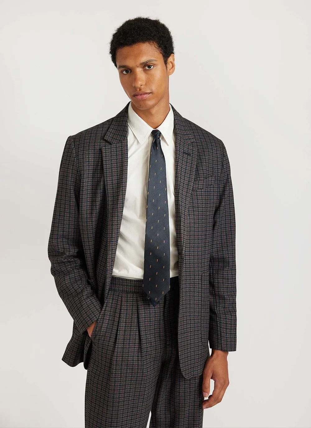 Mini Check Tailored Blazer | Grey sold by Percival product image thumbnail 3