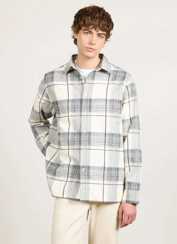 Check Long Sleeve Shirt | Cotton | Ecru sold by Percival