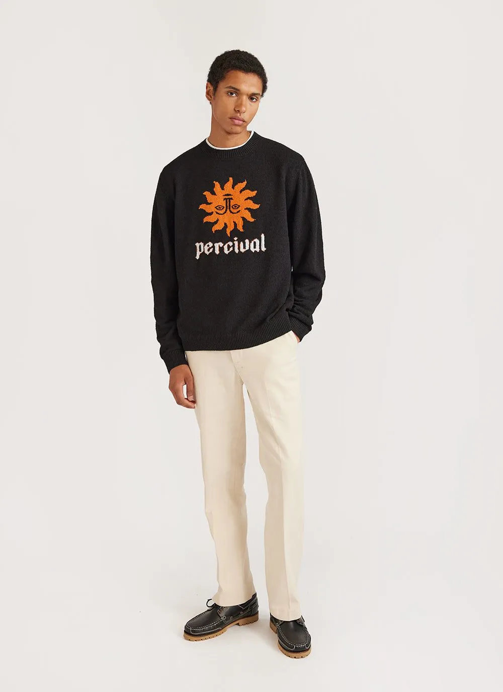 Solar Omen Crew Neck Jumper | Cotton | Black sold by Percival product image thumbnail 4