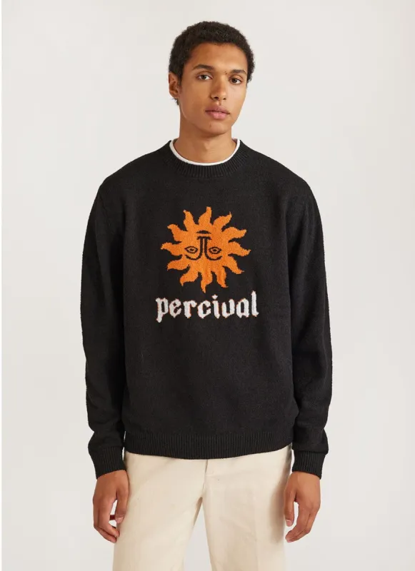 Solar Omen Crew Neck Jumper | Cotton | Black sold by Percival