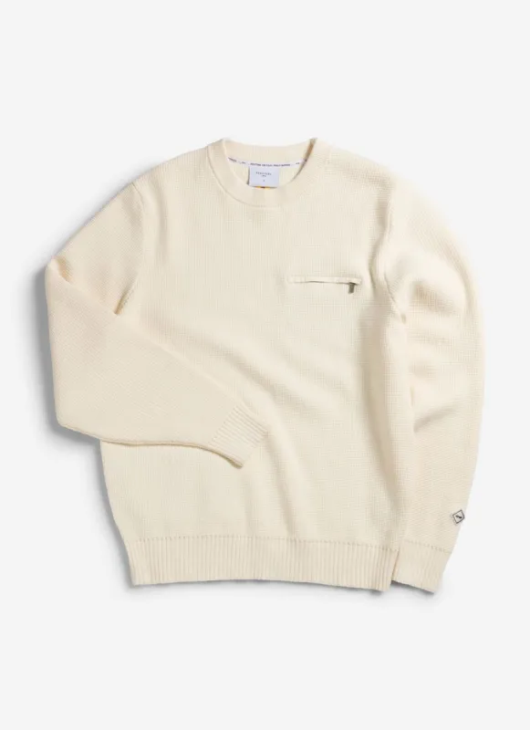 Tech Pique Auxiliary Crew Neck | Cotton | Ecru sold by Percival