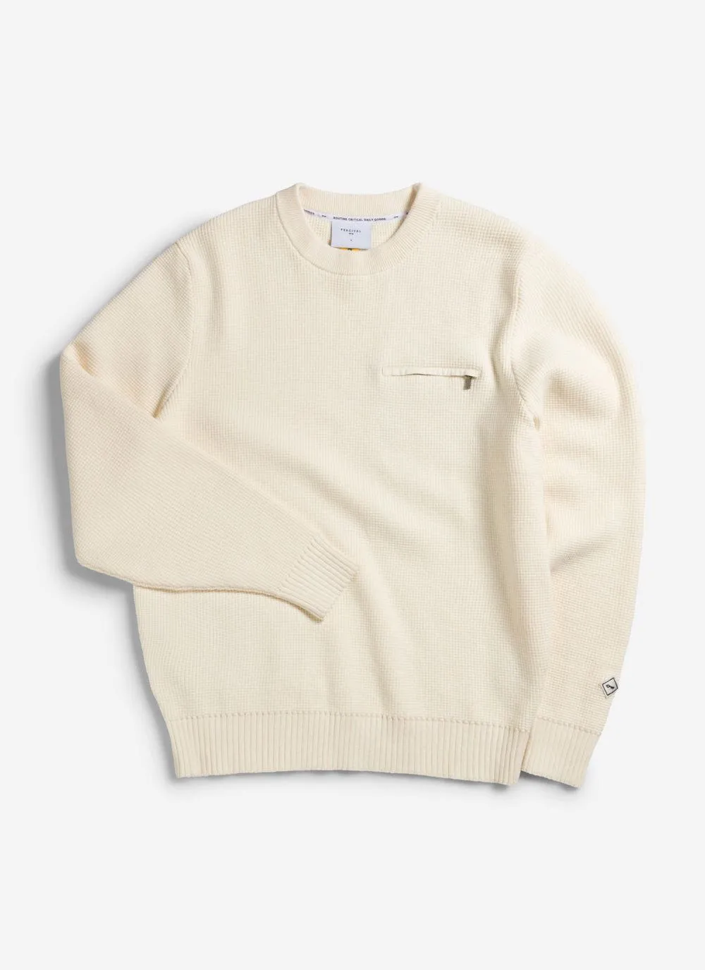 Tech Pique Auxiliary Crew Neck | Cotton | Ecru sold by Percival