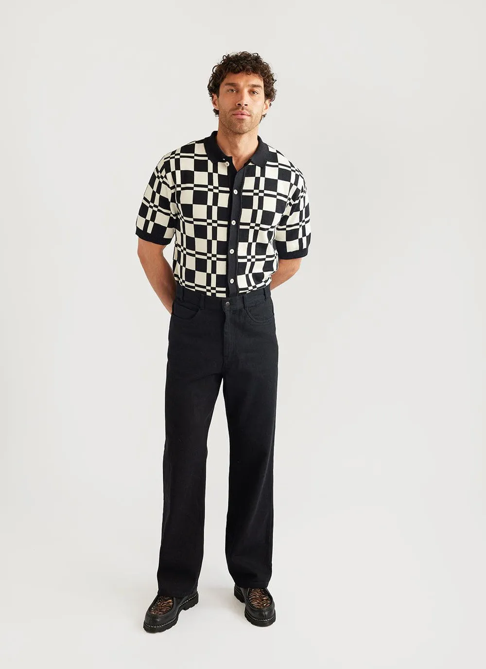 The Low Talker Knitted Shirt | Seinfeld x Percival | Black with Cream sold by Percival product image thumbnail 4