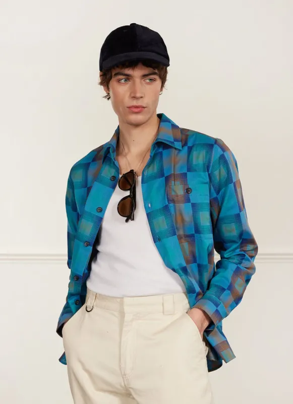 Boxy Razzle Shirt | Organic Cotton | Blue Multi sold by Percival