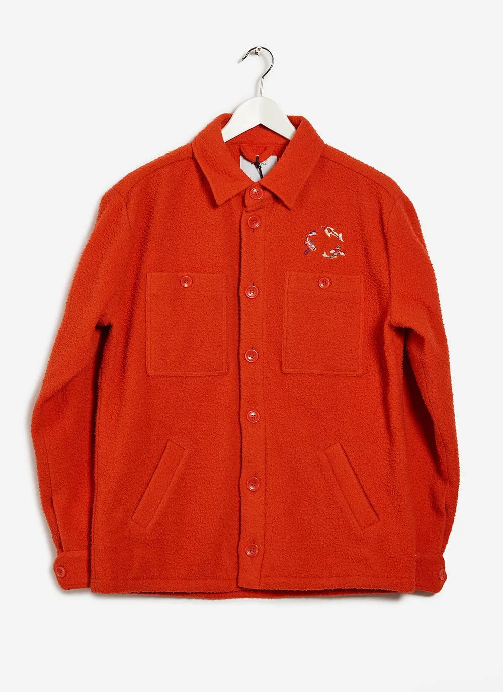 Koi Carp Embroidered Blanket Overshirt | Casentino Wool | Orange sold by Percival product image thumbnail 2