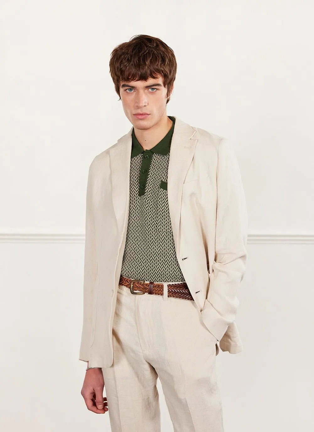 Tailored Linen Blazer | Cream sold by Percival product image thumbnail 2
