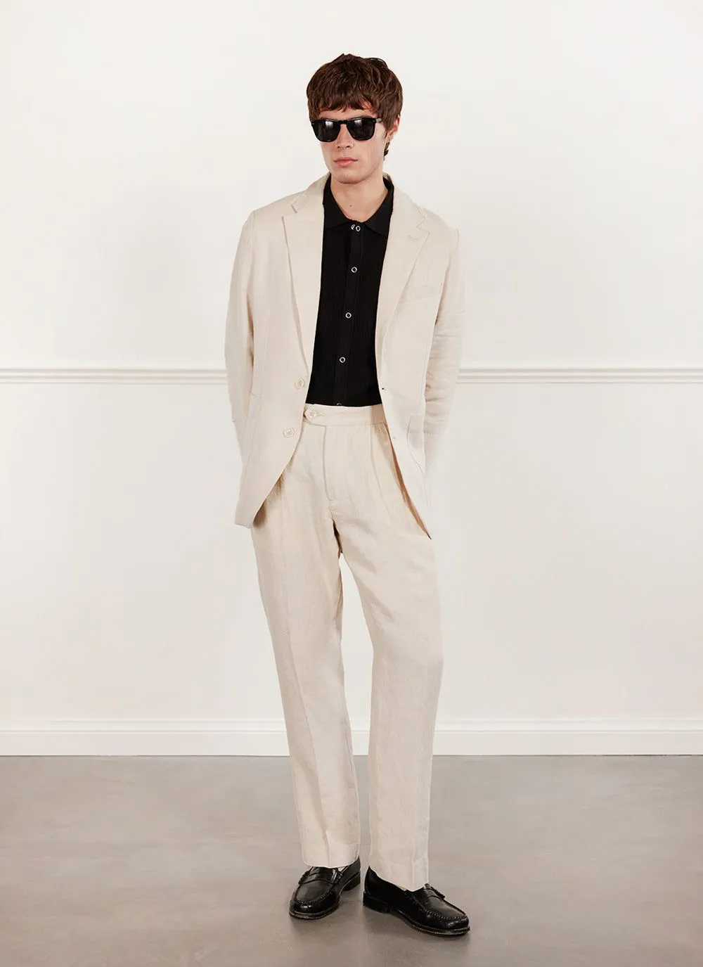 Tailored Linen Blazer | Cream sold by Percival