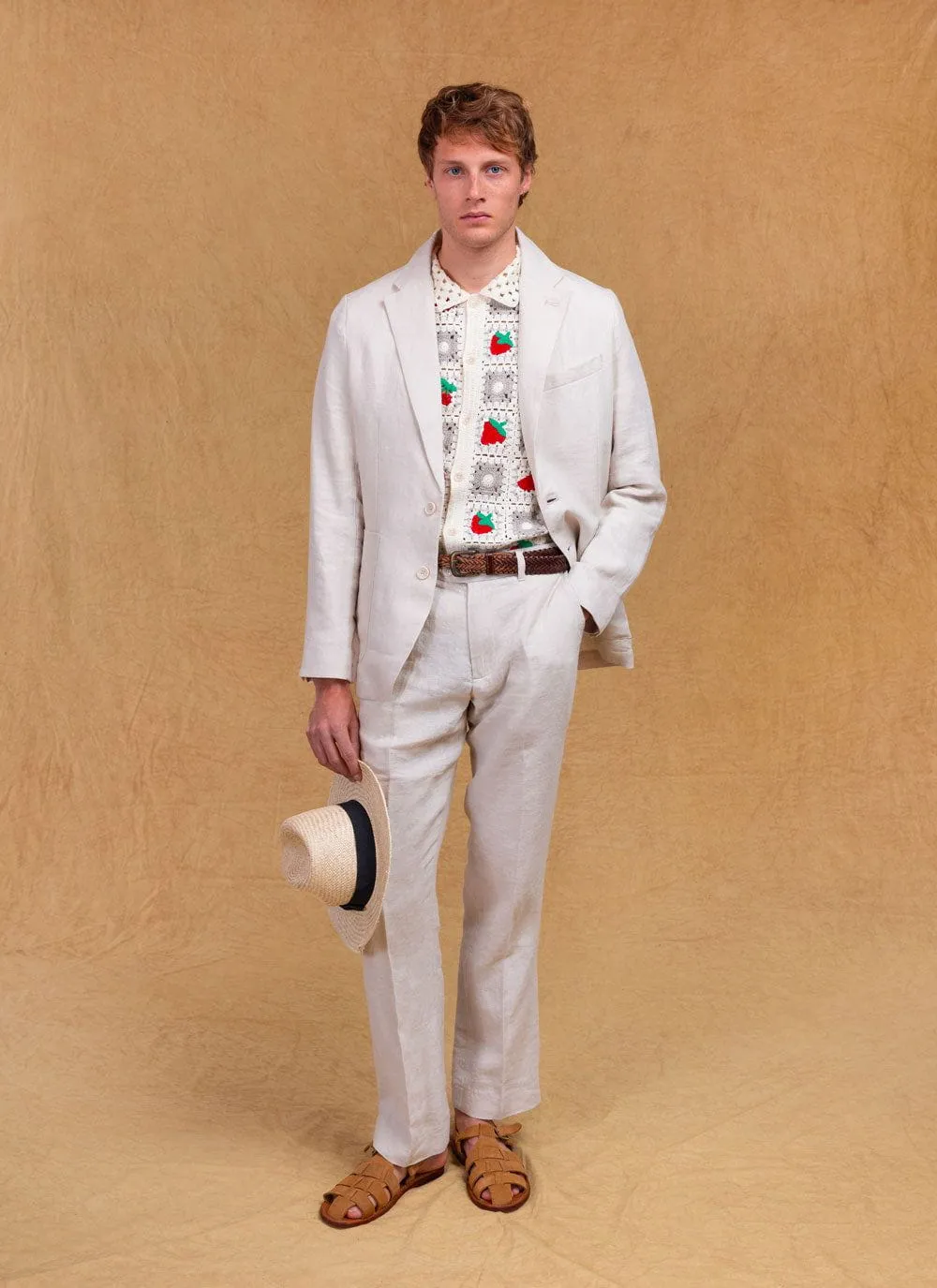 Tailored Linen Blazer | Cream sold by Percival product image thumbnail 4