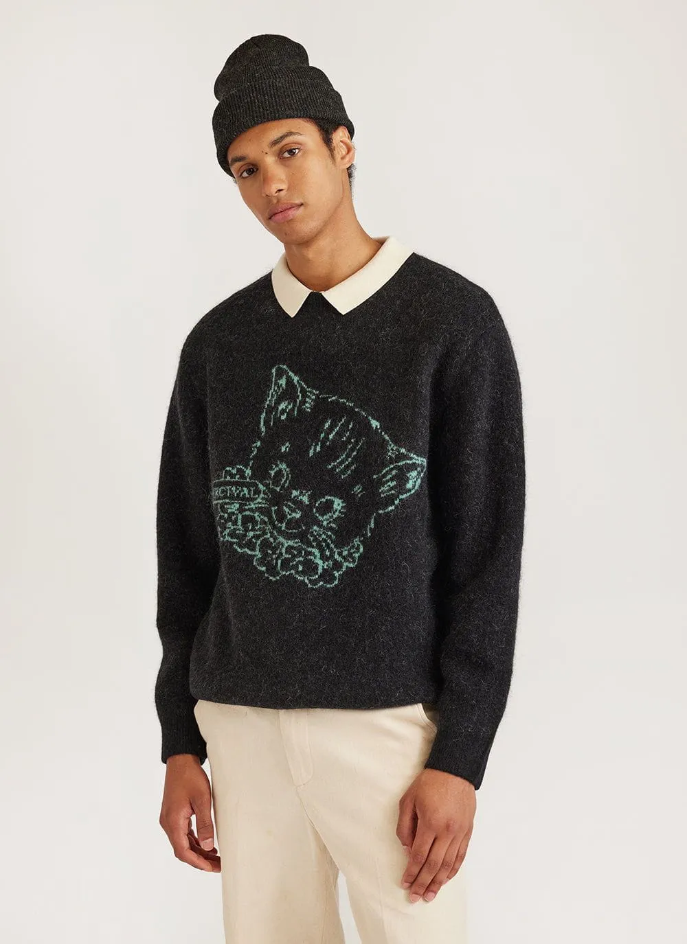 Perci Cat Crew Neck Jumper | Mohair | Black sold by Percival product image thumbnail 4