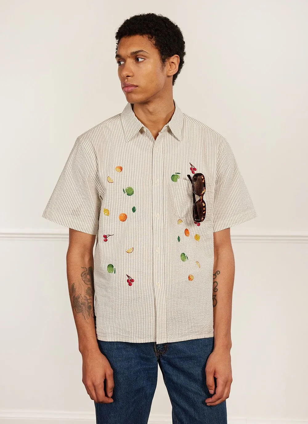 Tuck Shop Tapestry Boxy Clerk Shirt | Cotton | Ecru sold by Percival