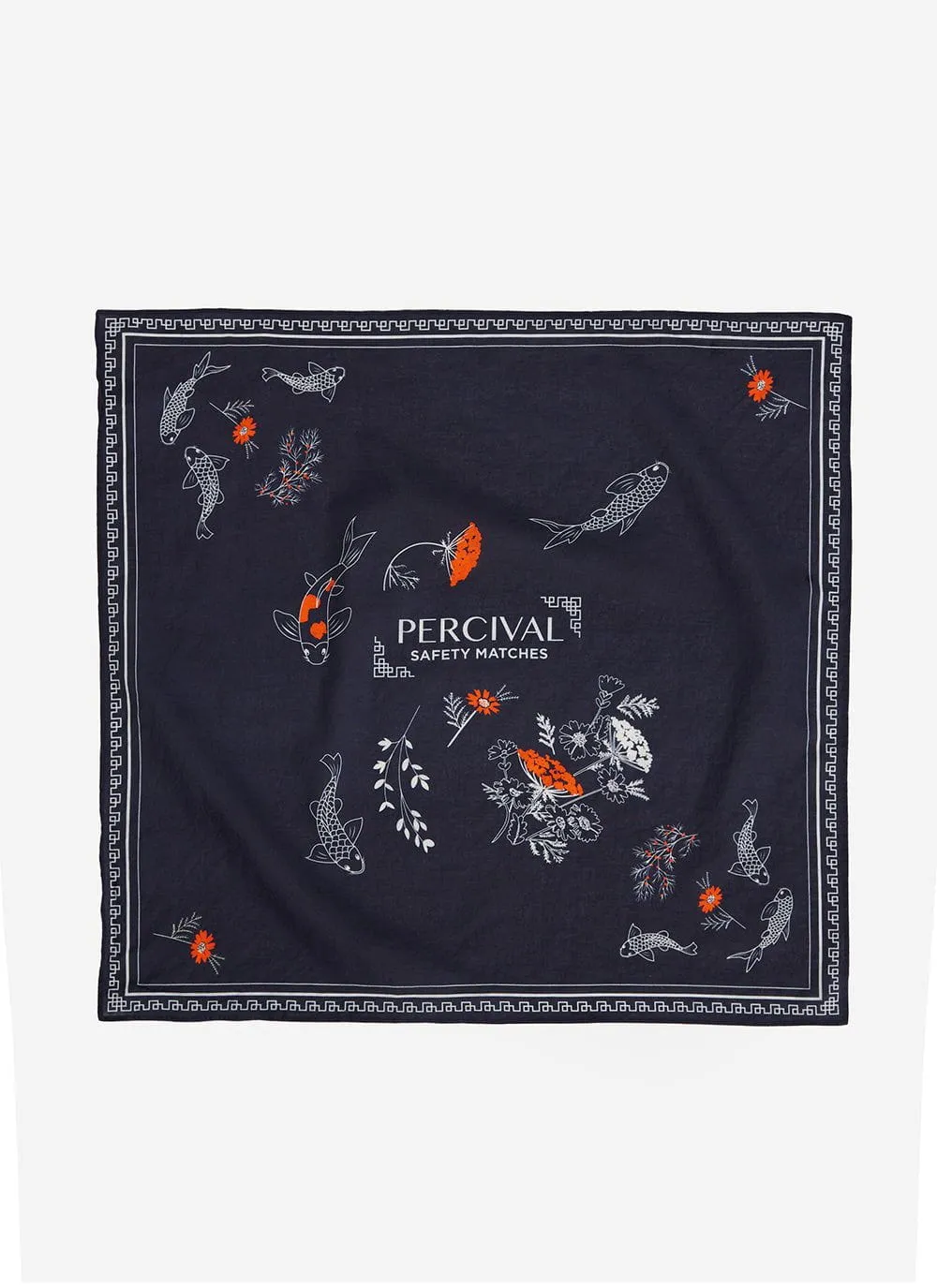 Koi Cotton Neckerchief | Navy sold by Percival