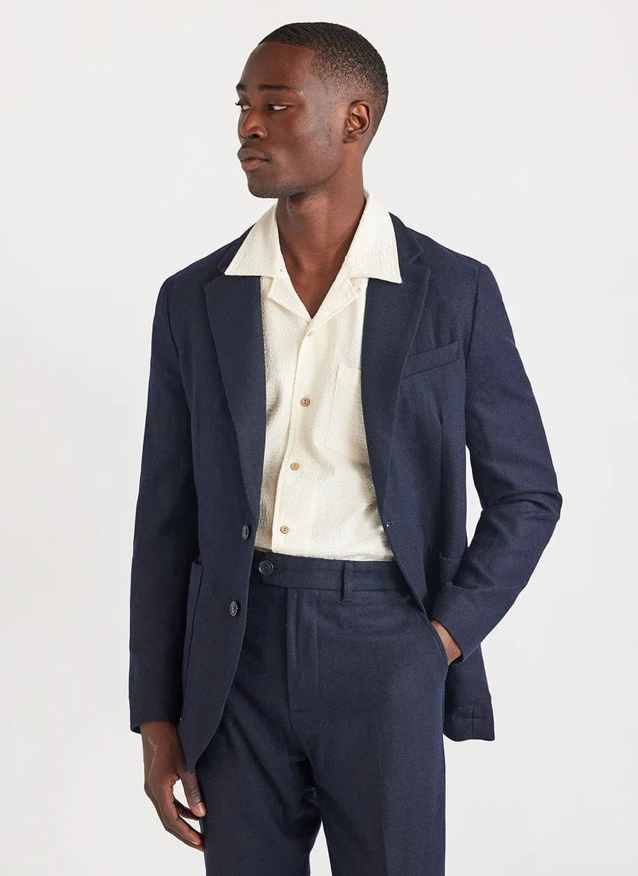 Tailored Wool Blazer | Navy sold by Percival