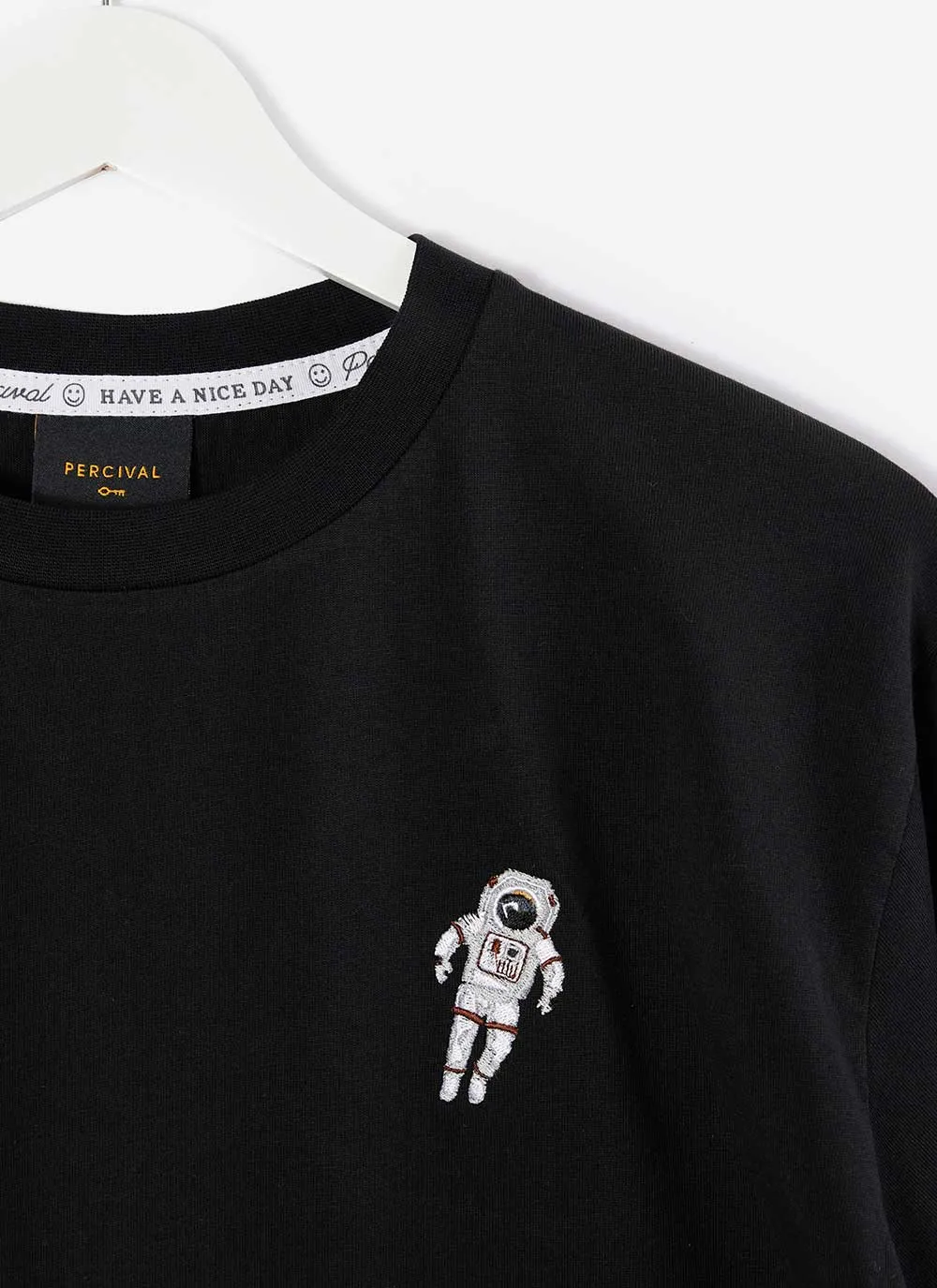 Spaceman Long Sleeve T Shirt | Embroidered Organic Cotton | Black sold by Percival product image thumbnail 2