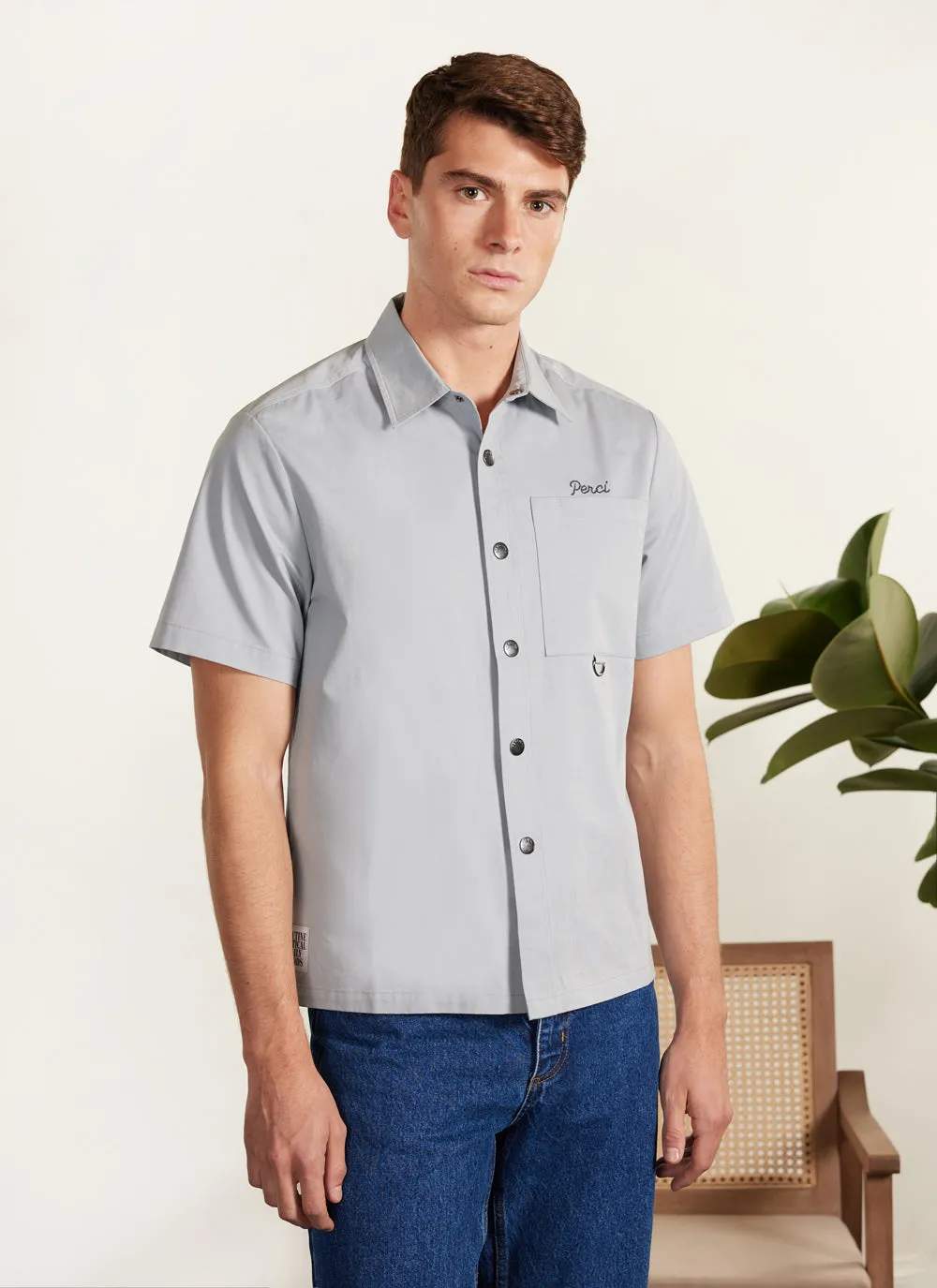Auxiliary Boxy Clerk Shirt | Light Blue sold by Percival product image thumbnail 3