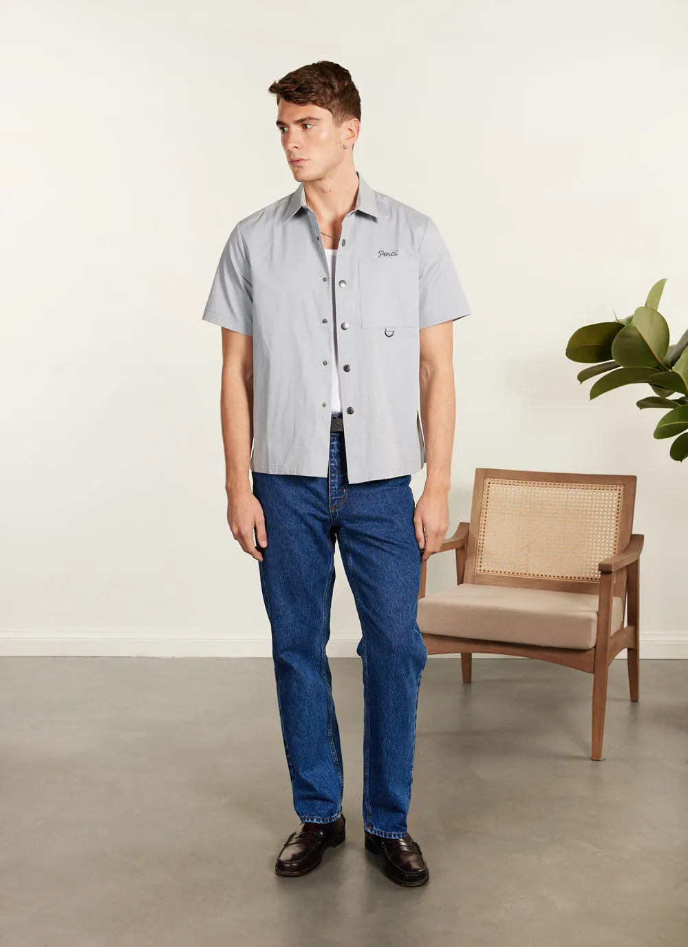 Auxiliary Boxy Clerk Shirt | Light Blue sold by Percival