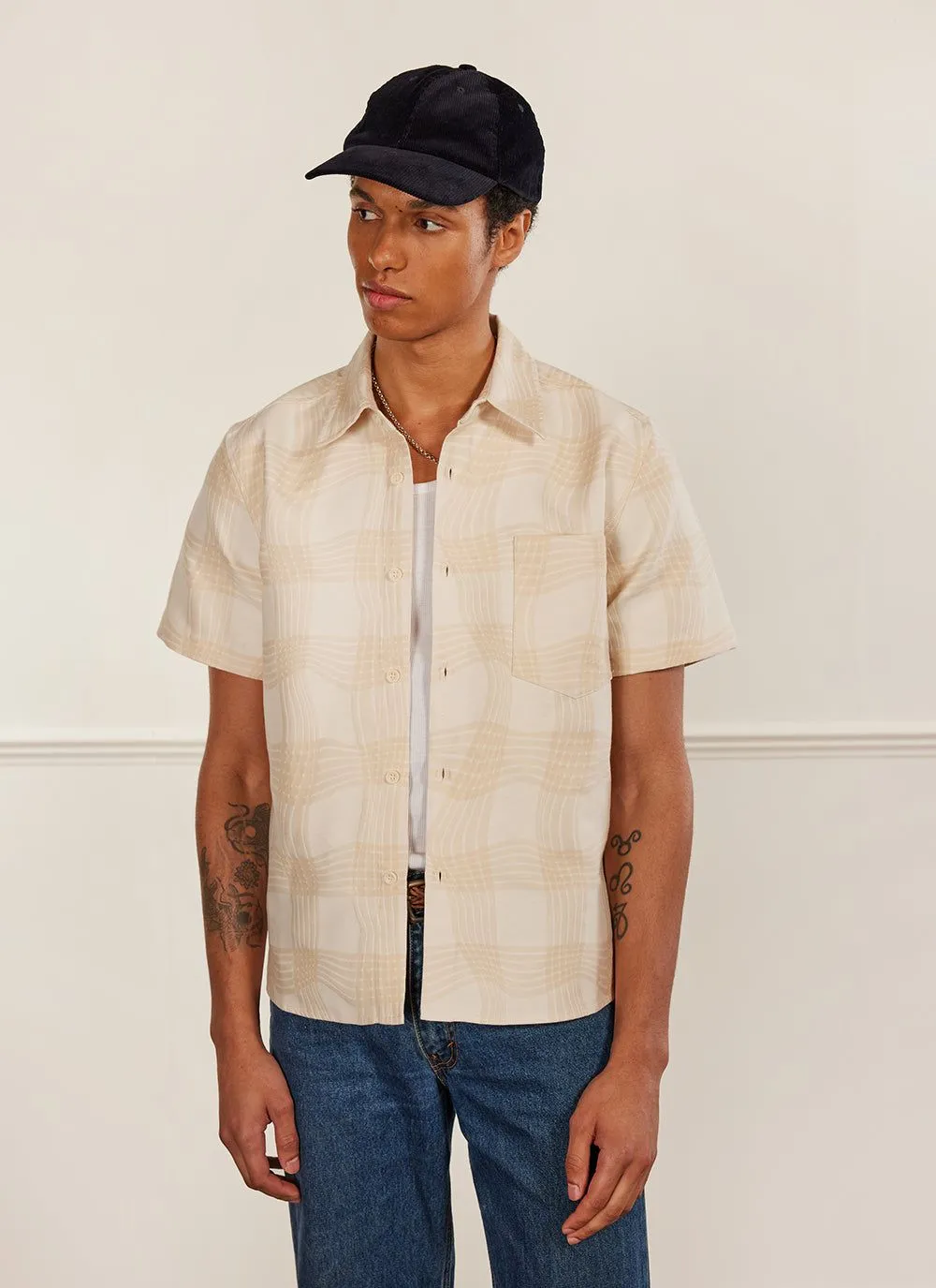 Boxy Clerk Shirt | Ecru Twister | Ecru sold by Percival