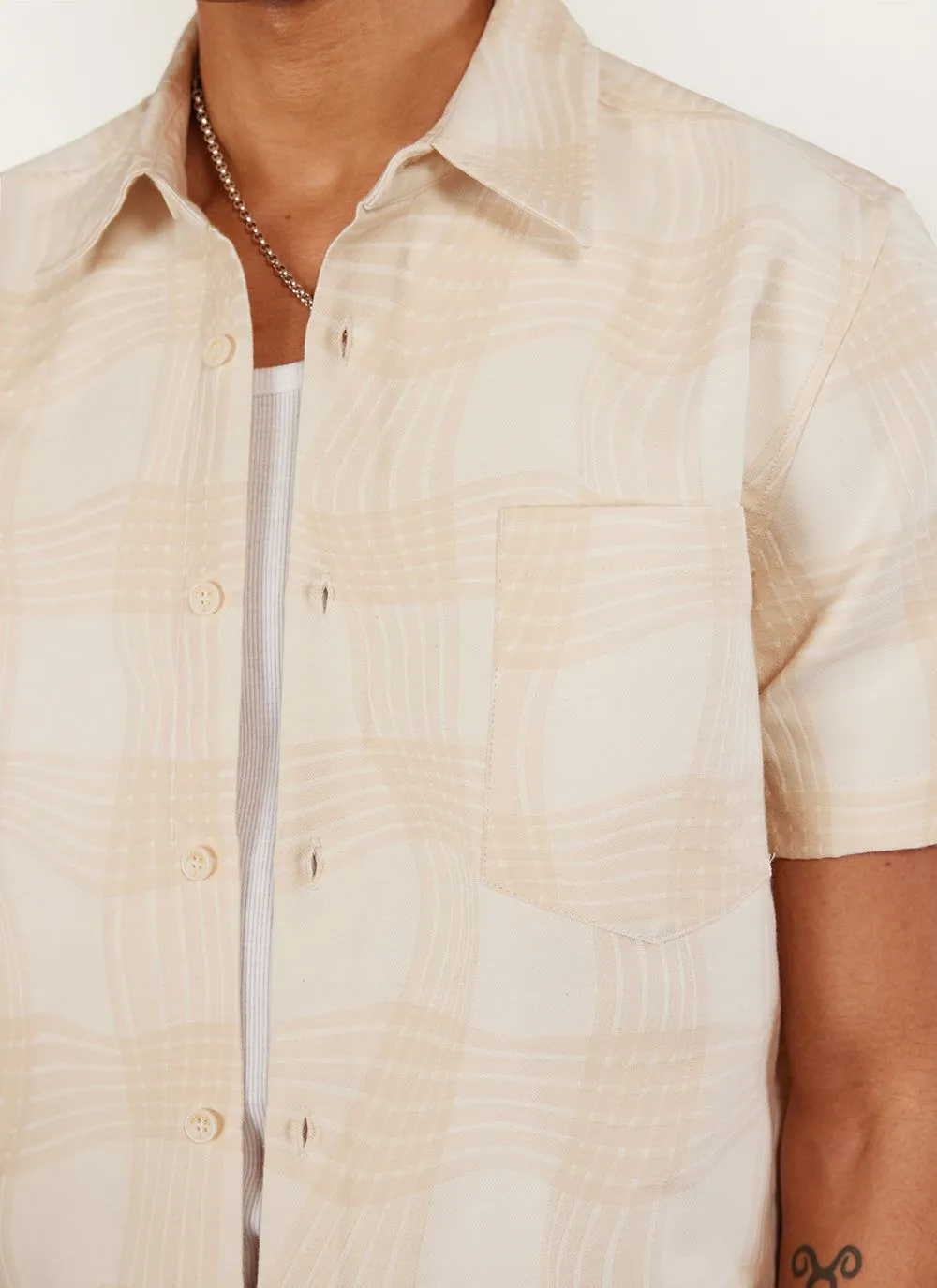 Boxy Clerk Shirt | Ecru Twister | Ecru sold by Percival product image thumbnail 4