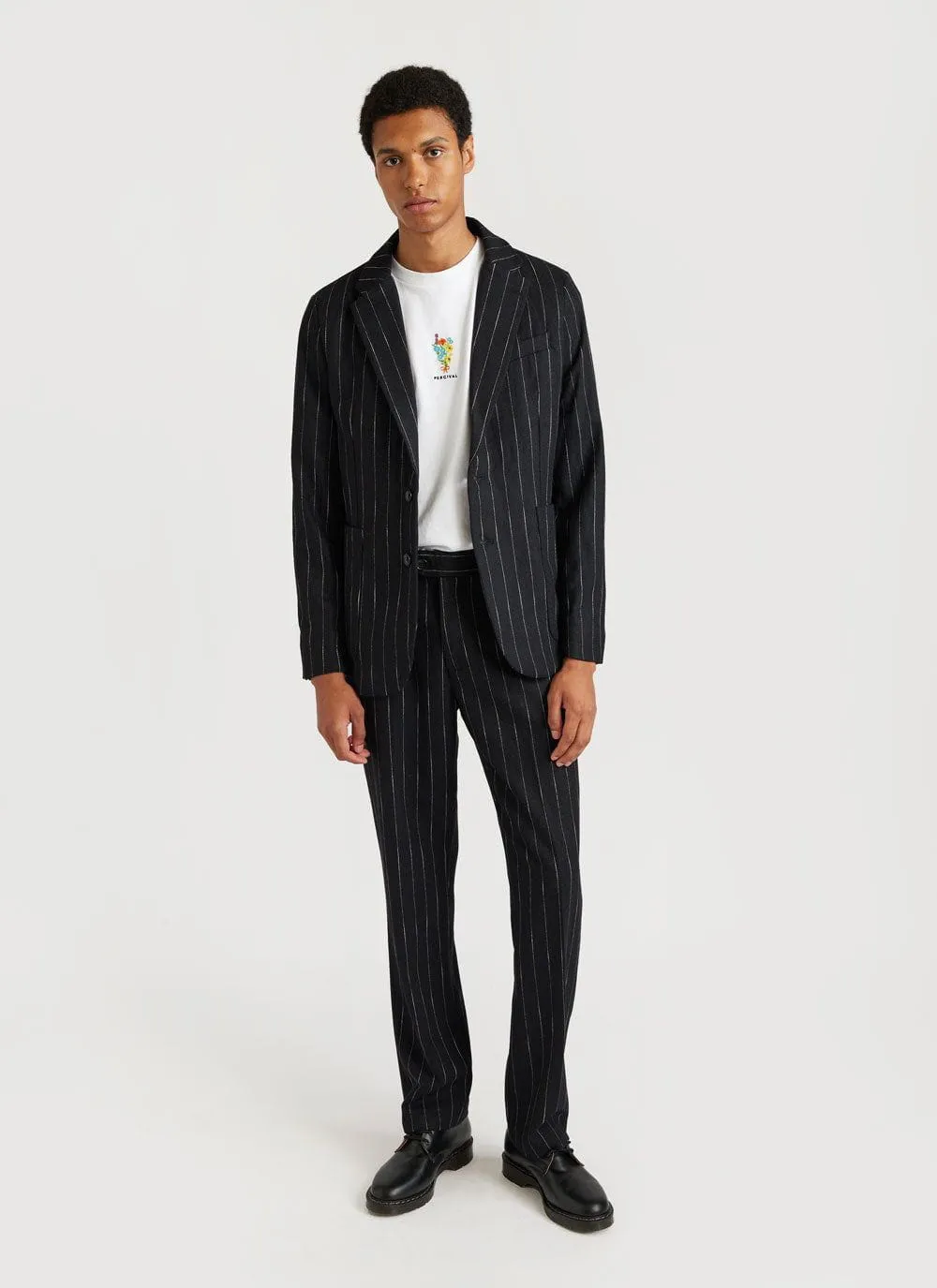 Pinstripe Tailored Blazer | Wool | Black sold by Percival product image thumbnail 4
