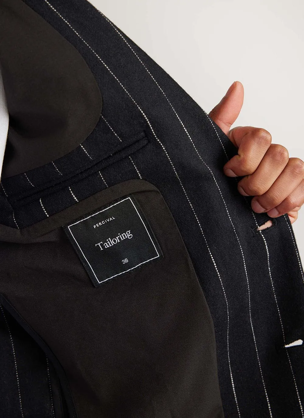 Pinstripe Tailored Blazer | Wool | Black sold by Percival product image thumbnail 5