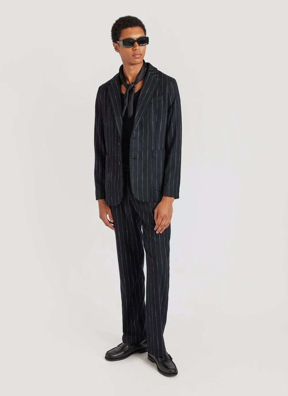 Pinstripe Tailored Blazer | Wool | Black sold by Percival product image thumbnail 2