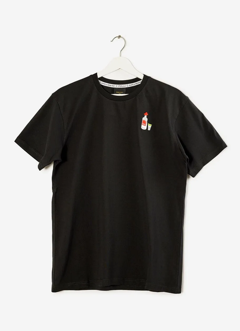 Tequila T Shirt | Embroidered Organic Cotton | Black sold by Percival
