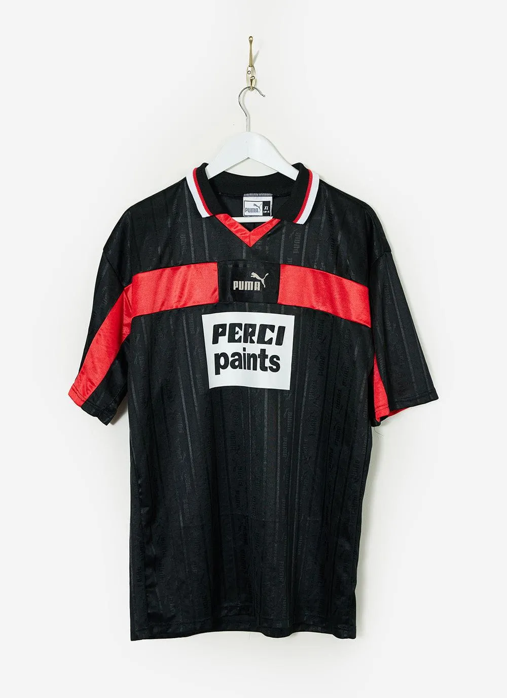 90s Vintage Shirt #54 | Percival x Classic Football Shirts | Black with Red sold by Percival