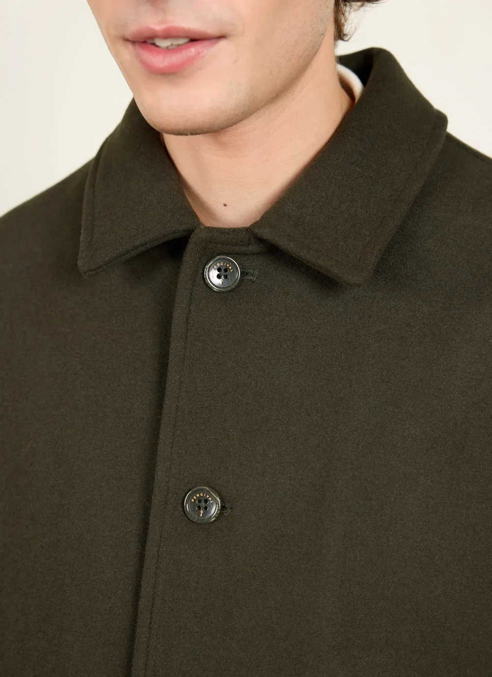 Pea Coat | Melton Wool | Olive sold by Percival product image thumbnail 2