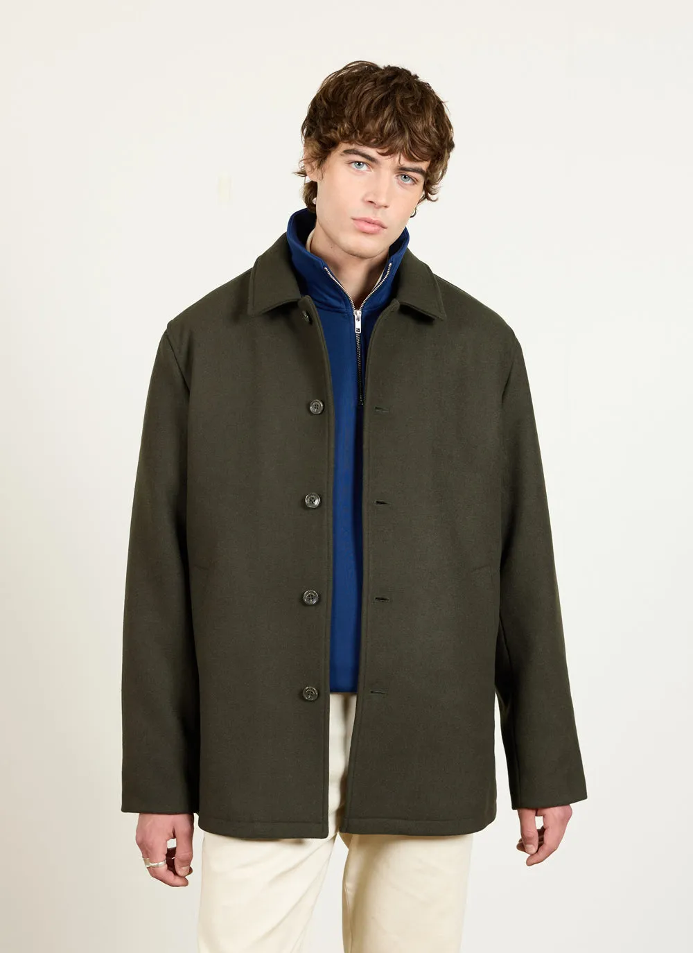 Pea Coat | Melton Wool | Olive sold by Percival product image thumbnail 4