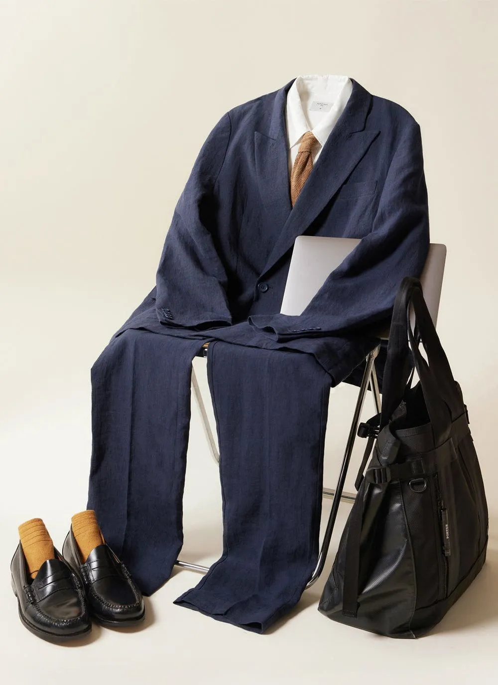 Tailored Linen Blazer | Navy sold by Percival product image thumbnail 2