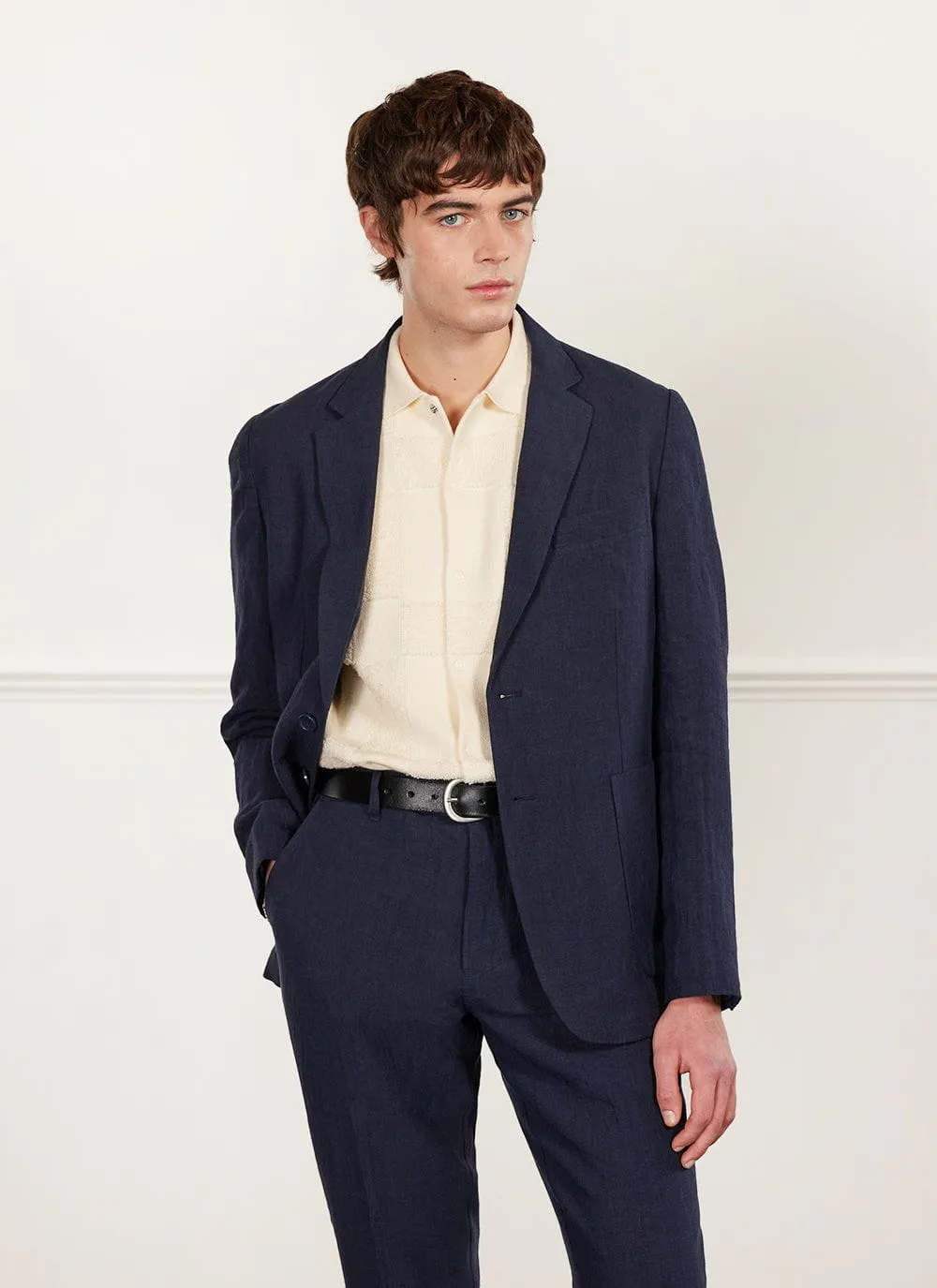 Tailored Linen Blazer | Navy sold by Percival product image thumbnail 5