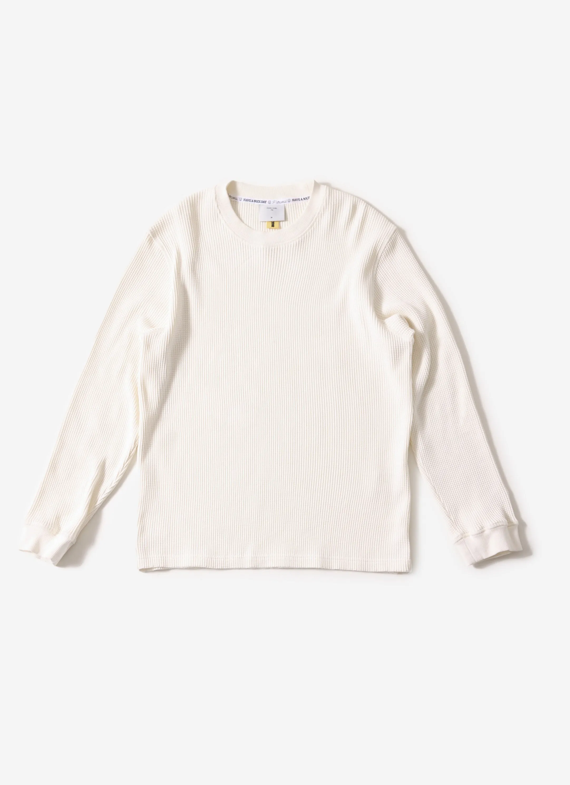 Long Sleeve T Shirt | Cotton Waffle | Ecru sold by Percival