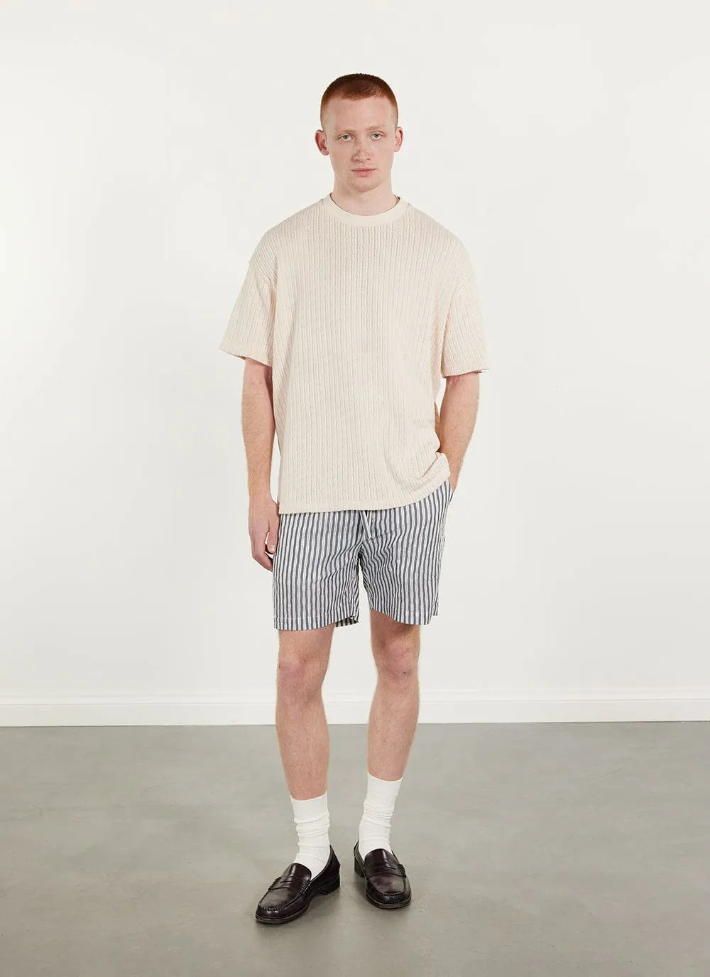Sand Stripe Oversized T Shirt | Organic Cotton | Ecru sold by Percival product image thumbnail 3
