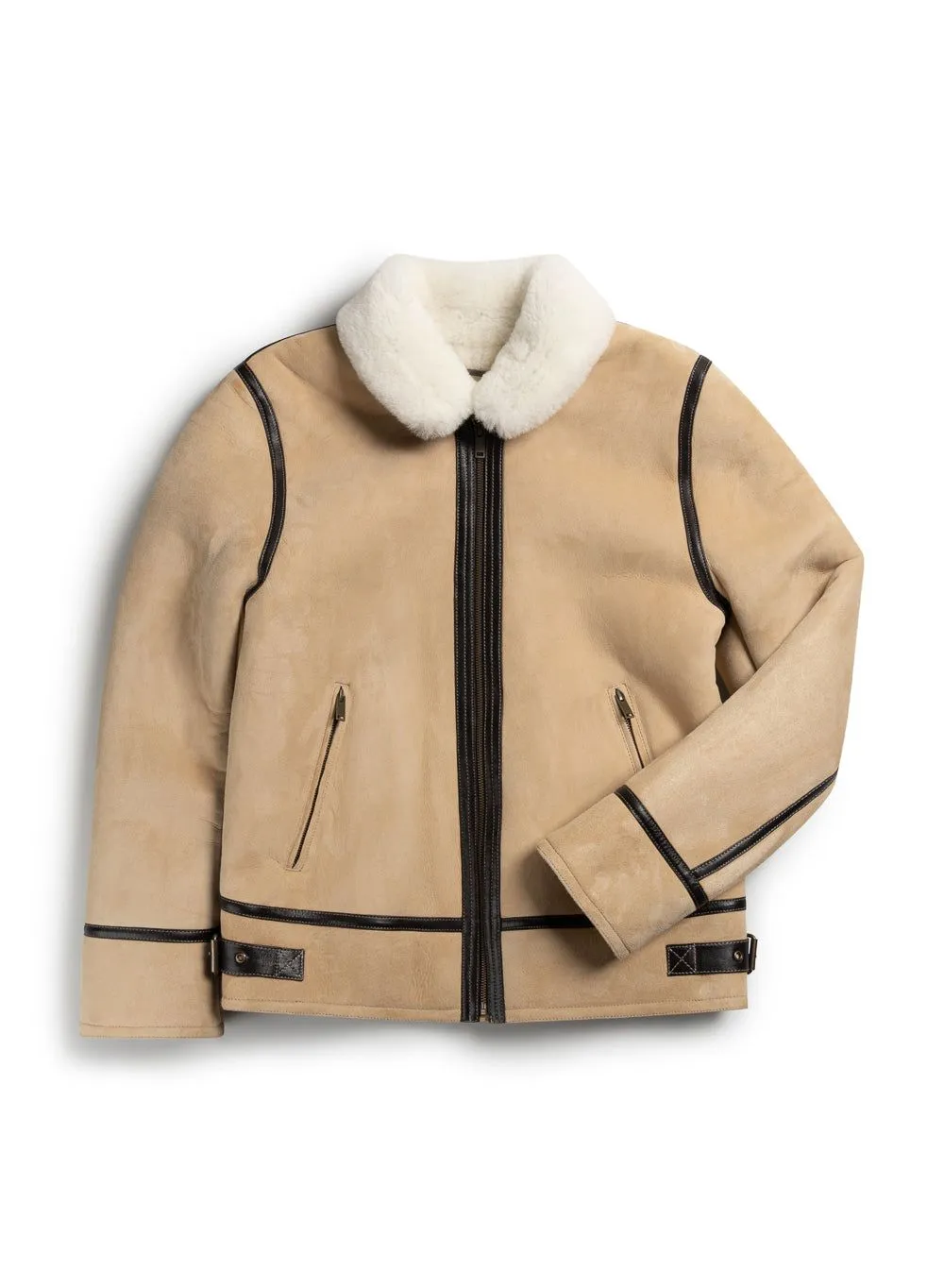 Aviator Shearling Jacket | Suede | Stone sold by Percival