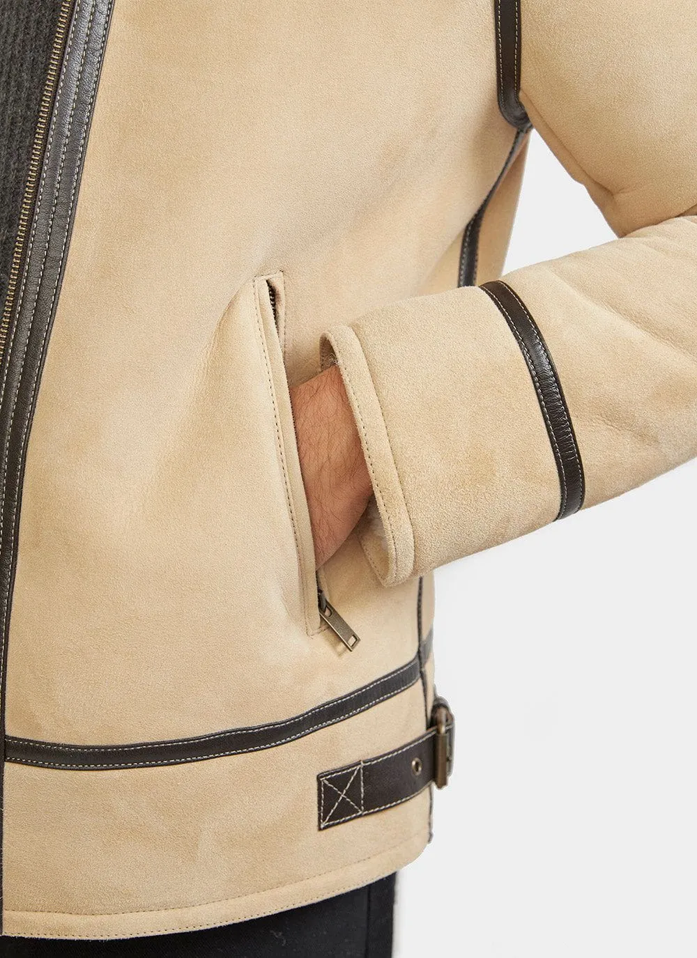 Aviator Shearling Jacket | Suede | Stone sold by Percival product image thumbnail 3