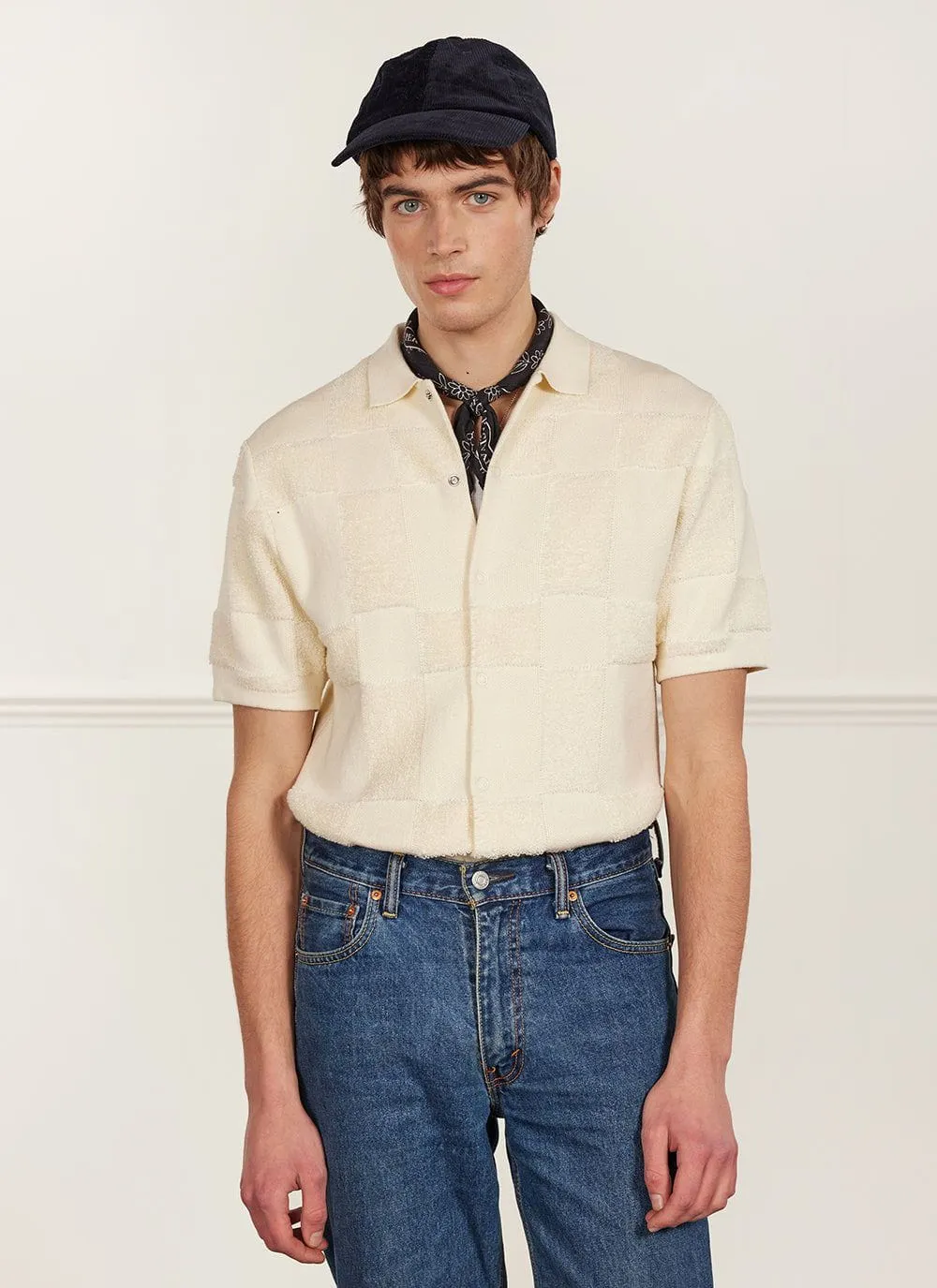 Bingo Intarsia Knitted Shirt | Cotton | Ecru sold by Percival product image thumbnail 4