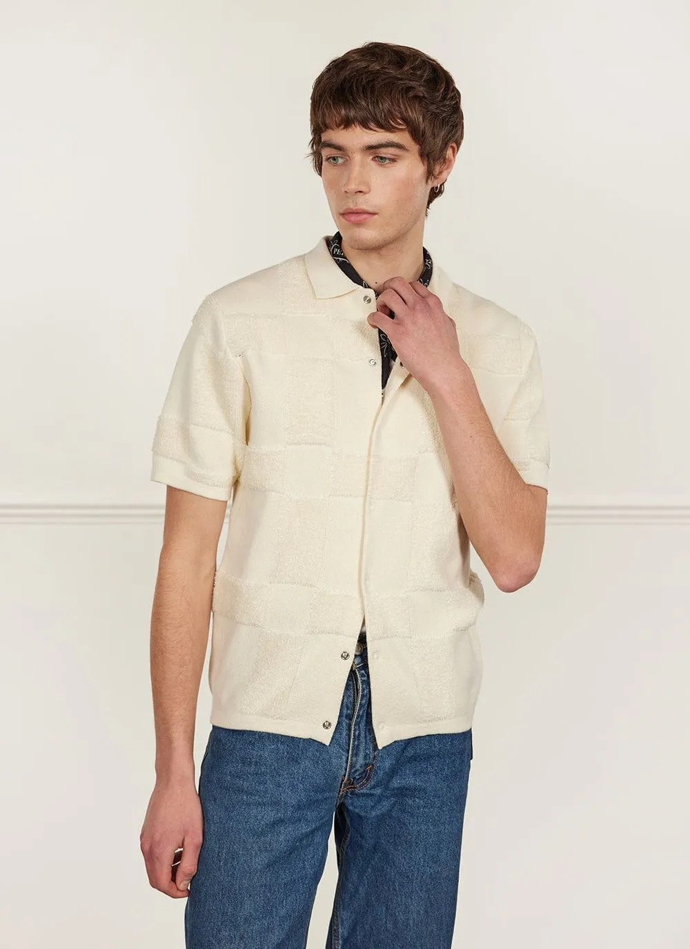 Bingo Intarsia Knitted Shirt | Cotton | Ecru sold by Percival product image thumbnail 2