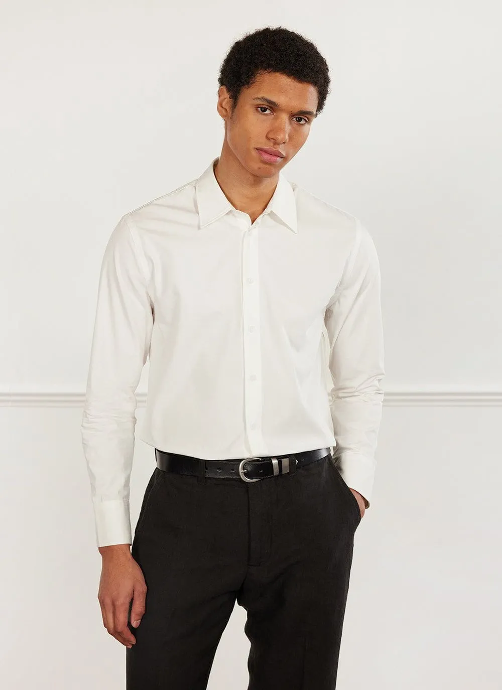 Classic Formal Shirt | Cotton Poplin | White sold by Percival