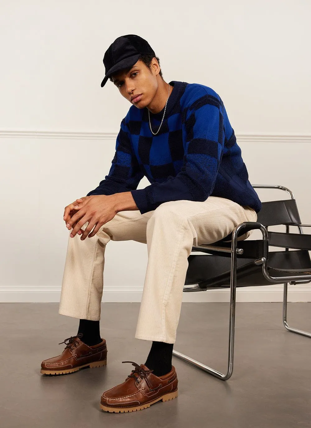 Bingo Intarsia Jumper | Cotton | Navy sold by Percival product image thumbnail 3